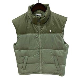 New Converse Mens Green Nylon Down Puffer Vest M